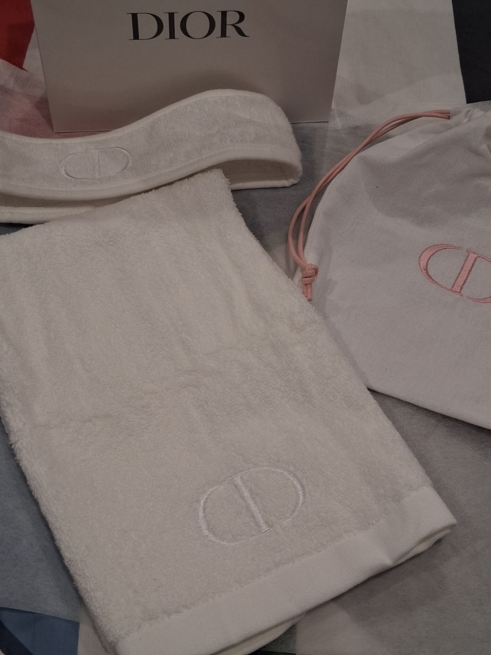 Dior GWP White Embroidered Hand Towel & Headband .Brand NEW